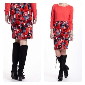 Anthropologie Vanessa Virginia Painterly Abstract Corduroy Skirt Size 2 Art Wear